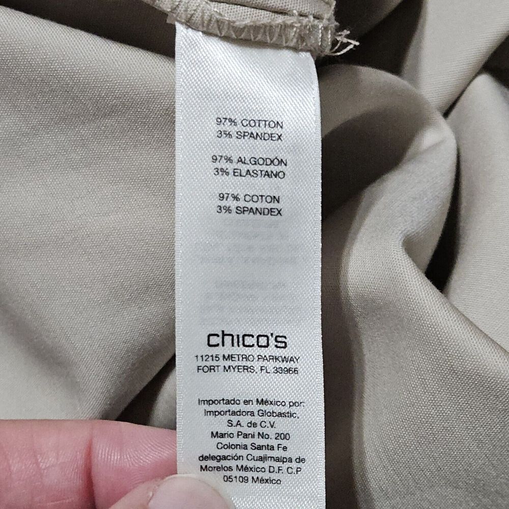 Chico's Pants Sz 2 US L 12 Cropped Side Zip Stretch Beige - Picture 4 of 8